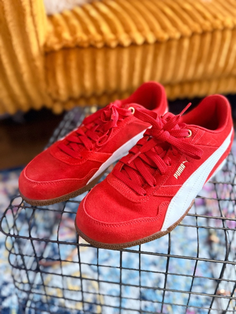 Puma Bright Red Athletic Sneakers with White Logo